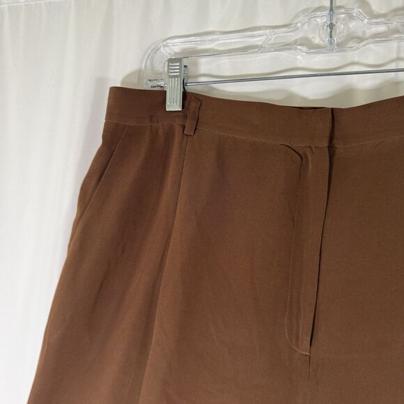 Jones New York Silk Pants Women's 14 Brown Lined Flat Front High Rise - Picture 4 of 10